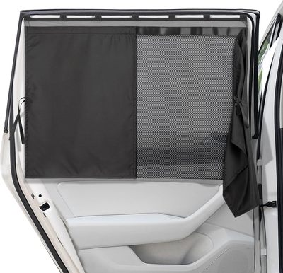 Car Window Shades, 2 Pack Car Sun Shade for Baby, Double Layer & Fully Open, Magnetic Back Window Curtain, Sun Shade Covers Privacy Screen
