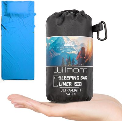 Sleeping Bag Liner, Soft Satin Camping Sheet-Travel Sheets for Hotel Ultralight Hut Sleeping Bag,280g Silky Sleeping Bag Liners for Travel Business Trip