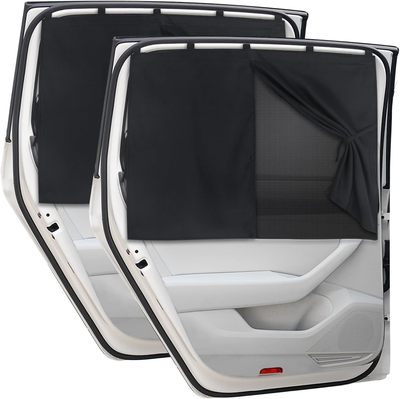 Car Window Shades, 2 PCS Magnetic Double Layer Auto Sun Shade for Side Windows Privacy Full Covers/Half Shade Options Back Car Window Curtains for Baby Protection